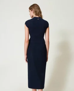 Jupe Mi-longue Rayée Avec Lurex