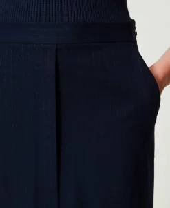 Jupe Mi-longue Rayée Avec Lurex