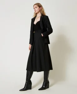 Jupe-culotte En Laine Mélangée Avec Ceinture