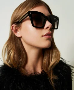 Lunettes De Soleil Carrées Avec Clous