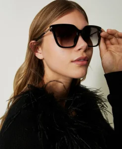 Lunettes De Soleil Géométriques Avec Logo