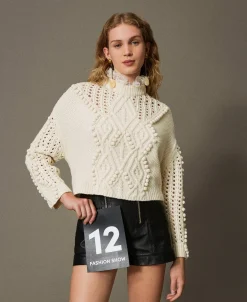 Maille En Laine Mélangée Avec Mélange De Points