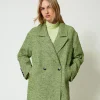 Manteau Court à Chevrons Bicolores