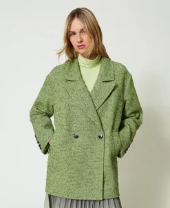 Manteau Court à Chevrons Bicolores