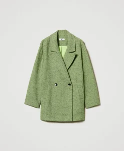 Manteau Court à Chevrons Bicolores