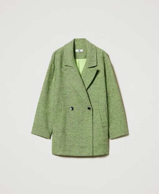 Manteau Court à Chevrons Bicolores