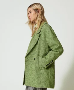 Manteau Court à Chevrons Bicolores