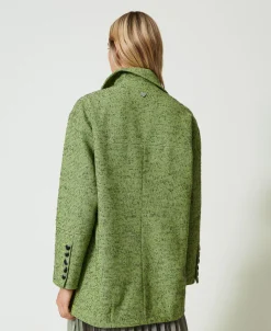 Manteau Court à Chevrons Bicolores