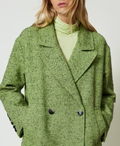 Manteau Court à Chevrons Bicolores