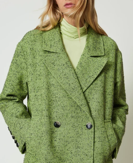 Manteau Court à Chevrons Bicolores