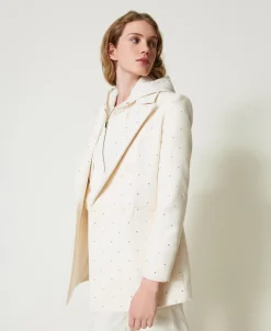 Manteau Court En Drap Avec Strass
