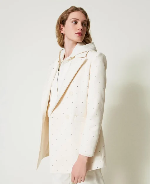 Manteau Court En Drap Avec Strass