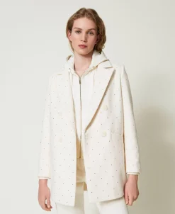 Manteau Court En Drap Avec Strass