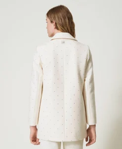 Manteau Court En Drap Avec Strass