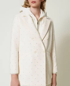 Manteau Court En Drap Avec Strass