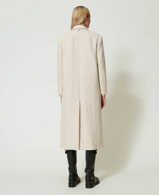 Manteau Croisé En Laine Mélangée à Chevrons