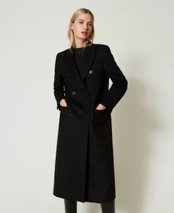 Manteau Droit En Laine Mélangée