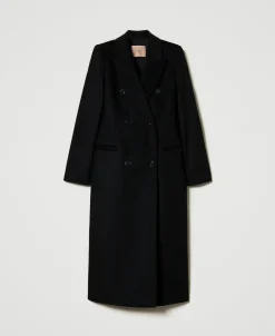 Manteau Droit En Laine Mélangée