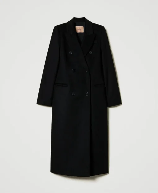 Manteau Droit En Laine Mélangée