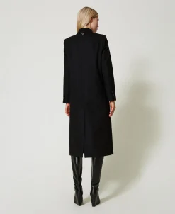 Manteau Droit En Laine Mélangée