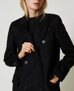 Manteau Droit En Laine Mélangée