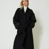 Manteau En Drap De Laine Mélangée