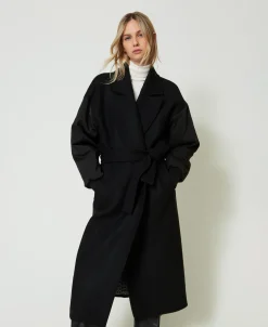 Manteau En Drap De Laine Mélangée