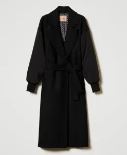 Manteau En Drap De Laine Mélangée