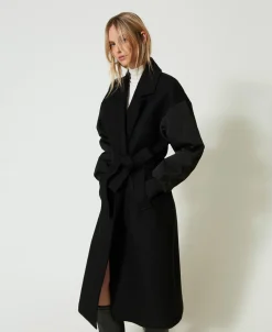 Manteau En Drap De Laine Mélangée