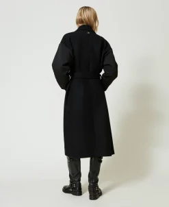 Manteau En Drap De Laine Mélangée