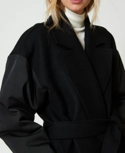 Manteau En Drap De Laine Mélangée