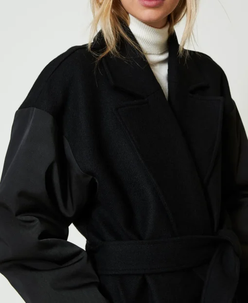 Manteau En Drap De Laine Mélangée