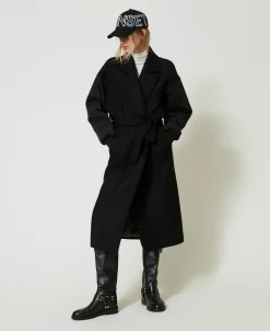 Manteau En Drap De Laine Mélangée