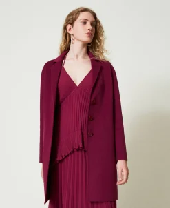 Manteau En Drap Double De Laine Mélangée