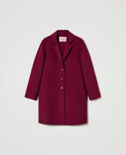 Manteau En Drap Double De Laine Mélangée