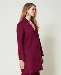 Manteau En Drap Double De Laine Mélangée