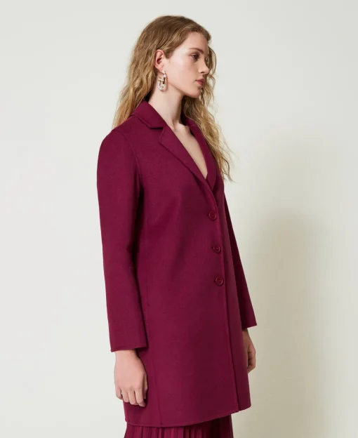 Manteau En Drap Double De Laine Mélangée