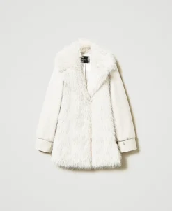 Manteau En Drap Et Fausse Fourrure