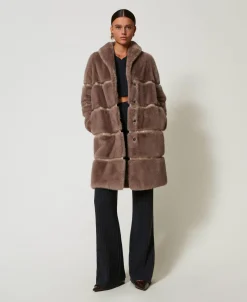 Manteau En Fausse Fourrure Avec Incrustations