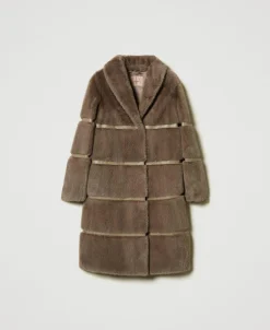 Manteau En Fausse Fourrure Avec Incrustations