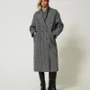 Manteau En Laine Mélangée Rayé