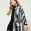 Manteau En Maille Jacquard Pied-de-poule
