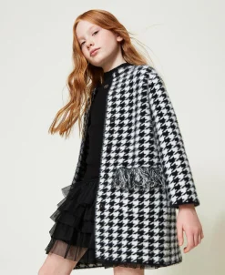 Manteau En Maille Jacquard Pied-de-poule