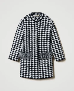Manteau En Maille Jacquard Pied-de-poule