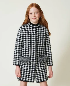 Manteau En Maille Jacquard Pied-de-poule