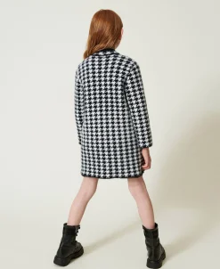 Manteau En Maille Jacquard Pied-de-poule
