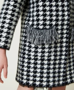 Manteau En Maille Jacquard Pied-de-poule