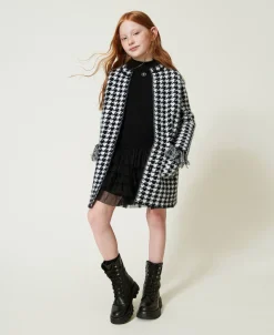 Manteau En Maille Jacquard Pied-de-poule