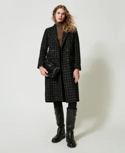 Manteau En Tissu Bouclé Avec Motif à Carreaux