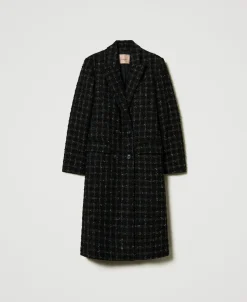 Manteau En Tissu Bouclé Avec Motif à Carreaux